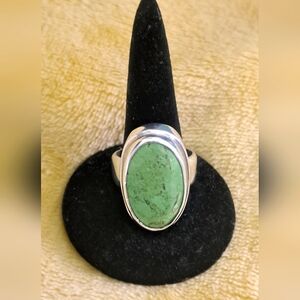 Elegant Silver and Green Stone Ring